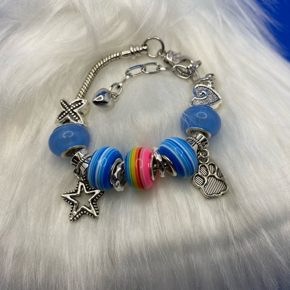 Deluxe charm bracelets, silver plated, snake chain with heart-shaped clasp. - Picture 13 of 13